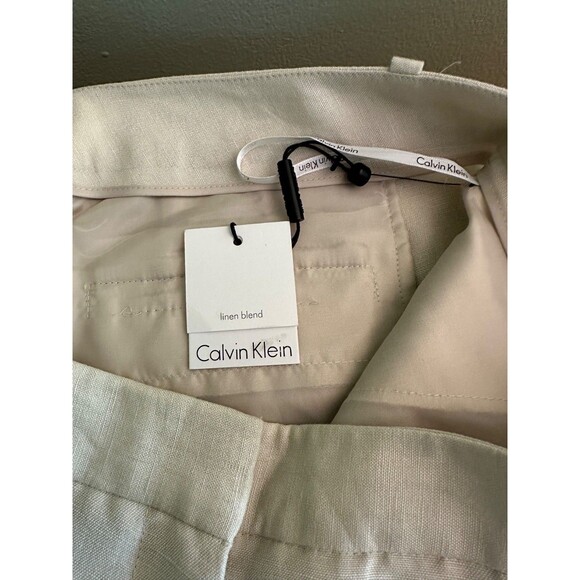 Calvin Klein Womens High Rise Minimalist Wide Leg Whitney Pant Beige Size 14 NWT - Picture 11 of 14